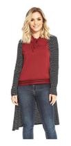 Cardigan Casaco Longo Malha Excelente Caimento Listrado M-gg