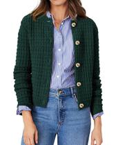 Cardigan con Botones de Punto PRETTYGARDEN Suéter Verde Oscuro Talla L