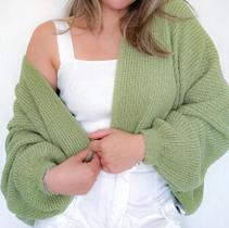 Cardigan Curto em Tricot Mousse - Tamanho Único (M) - Veste 38 a 46 Cardigan Curto em Tricot Mousse - Tamanho Único (M) - Veste 38 a 46