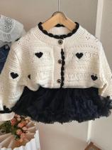 Cardigan De Coração De Manga Longa Para Meninas Estilo Coreano Fashion Versátil Suéter Jaqueta De Cardigan De Coração De Manga Longa Para Meninas Estilo Coreano Fashion Versátil Suéter Jaqueta De