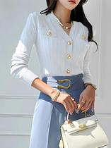 Cardigan De Malha Feminino Estilo Coreano Com Decote Em V, Manga Longa, Casual, Básico, Vintage Para