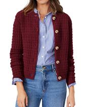 Cardigan de Punto con Botones para Mujer PRETTYGARDEN, Color Vino, Talla M Cardigan de Punto con Botones para Mujer PRETTYGARDEN, Color Vino, Talla M