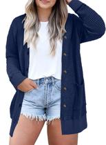 Cardigan Eytino Plus Size Open Front Kimono 2X azul marinho Cardigan Eytino Plus Size Open Front Kimono 2X azul marinho