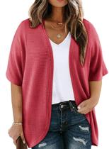 Cardigan Eytino Plus Size para mulheres de manga curta vermelho 5X Cardigan Eytino Plus Size para mulheres de manga curta vermelho 5X