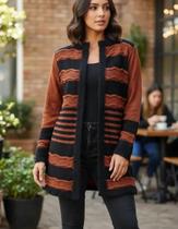 Cardigan Feminino Alongado Fio Mousse Pingo D Lâ Cardigan Feminino Alongado Fio Mousse Pingo D Lâ