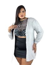 Cardigan Feminino Alongado Plus Size Blusa Frio Manga Longa