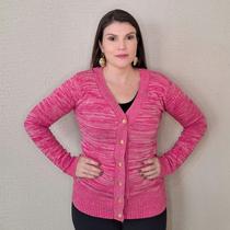 Cardigan Feminino Blusa Manga Longa Trico Botão Frio Casaco