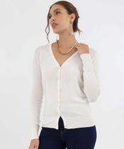 Cardigan Feminino Botões Pérolas Sintéticas Marisa Off-53417 Cardigan Feminino Botões Pérolas Sintéticas Marisa Off-53417