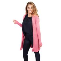 Cardigan Feminino Casaco Suéter Kimono Manga Longa Em Malha