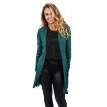 Cardigan Feminino Casaco Suéter Kimono Manga Longa Em Malha