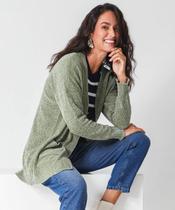 Cardigan Feminino Chenille Alongado Marisa Verde