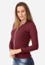 Cardigan Feminino Com Capuz e Zíper 10102