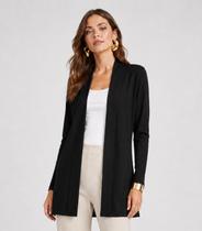Cardigan Feminino Em Ribana Canelada Kohmar Preto Cardigan Feminino Em Ribana Canelada Kohmar Preto