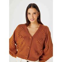 Cardigan Feminino Em Tricô Texturizado Terracota Hering