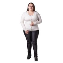 Cardigan Feminino Facinelli Plus Size 658094 OffWhite