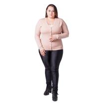 Cardigan Feminino Facinelli Plus Size 658094 Rose