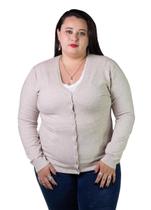 Cardigan Feminino Facinelli Plus Size 658124 Bege