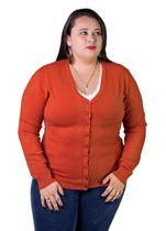 Cardigan Feminino Facinelli Plus Size 658124 Laranja