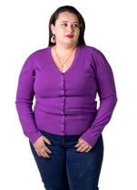 Cardigan Feminino Facinelli Plus Size 658124 Roxo Cardigan Feminino Facinelli Plus Size 658124 Roxo