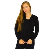 Cardigan Feminino JM Malhas Tricot Básico com Botões Elegante e Macio