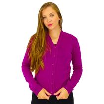 Cardigan Feminino JM Malhas Tricot Básico com Botões Elegante e Macio
