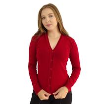 Cardigan Feminino JM Malhas Tricot Básico com Botões Elegante e Macio