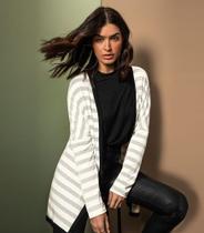 Cardigan Feminino Listrado Endless Bege Cardigan Feminino Listrado Endless Bege