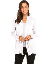Cardigan Feminino Manga Longa Sobretudo Sem Estampa Cardigan Feminino Manga Longa Sobretudo Sem Estampa