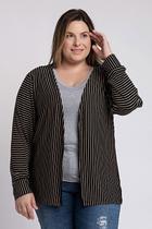 Cardigan Feminino Plus Size Listrado Aberto - Ki Beleza