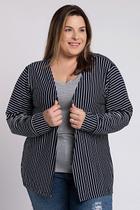 Cardigan Feminino Plus Size Listrado Aberto - Ki Beleza