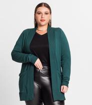 Cardigan Feminino Plus Size Secret Glam Verde