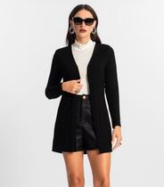 Cardigan Feminino Ribana Canelada Básico Endless Preto Cardigan Feminino Ribana Canelada Básico Endless Preto