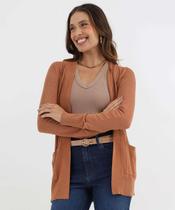 Cardigan Feminino Tricô Alongado Marisa Marrom-49849 Cardigan Feminino Tricô Alongado Marisa Marrom-49849