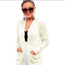 Cardigan Feminino Trico La Capuz Bolso Blusas Femininas Cardigan Feminino Trico La Capuz Bolso Blusas Femininas
