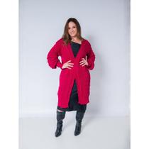 Cardigan Feminino Tricot Longo Trança Nervura Oversized Inverno Premium Cardigan Feminino Tricot Longo Trança Nervura Oversized Inverno Premium