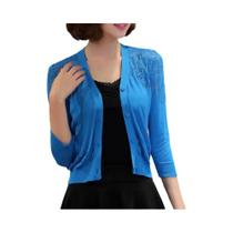 Cardigan Feminino Vazado de Renda - Suéter de Malha para Outono/Verão