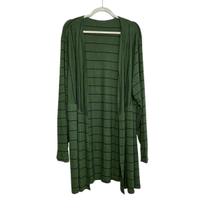 Cardigan Feminino Verde Listrado Básico Viscose GG Formitz