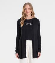 Cardigan Feminino Visco Tricot Básico Rovitex Preto Cardigan Feminino Visco Tricot Básico Rovitex Preto