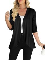 Cardigan Feminino Yincro Manga 3/4 Leve Preto XL Cardigan Feminino Yincro Manga 3/4 Leve Preto XL