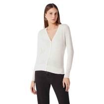 Cardigan Hering Básico Em Tricô Com Decote V Branco