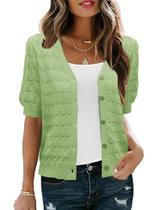 Cardigan IECCP de manga curta para mulheres verde verão XXL