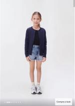 Cardigan infantil menina em tricô - azul Cardigan infantil menina em tricô - azul