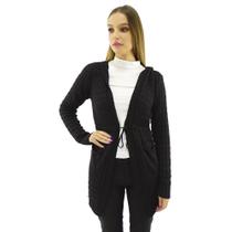 Cardigan JP Malhas Com Capuz E Ajuste Na Cintura - 015 Cardigan JP Malhas Com Capuz E Ajuste Na Cintura - 015