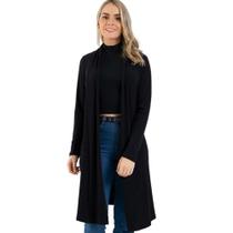 Cardigan Kimono Diluxo Canelado Preto