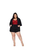 Cardigan Kimono e Shorts Verão Moda Plus Size G1 Branco XG Kn -A - Dona Moça