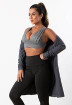 Cardigan Kimono Feminino Canelado Manga Longa