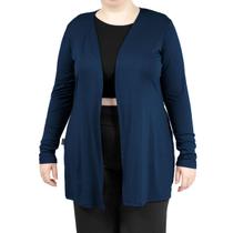 Cardigan Laterais Abertas Manga Longa Plus Size