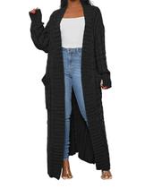 Cardigan LIVECLOTH Cable Knit Chunky com bolsos para mulheres