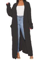 Cardigan LIVECLOTH Cable Knit Chunky Dark Grey para mulheres