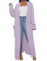 Cardigan LIVECLOTH Light Purple para mulheres, elegante, tamanho M